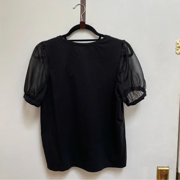 Madewell Sheer Short Sleeve Knit T Shirt in Black Size Medium - Picture 6 of 6